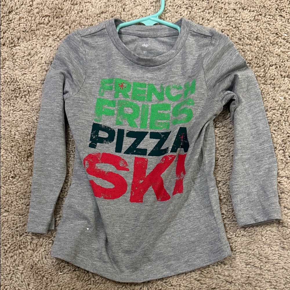 dip Gray Long Sleeve Tee with Colorful Print nwot